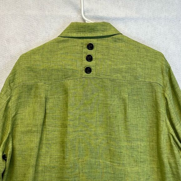 COLDWATER CREEK 100% Linen Utility Button Jacket Drawstring Hem Green Large EUC - Picture 10 of 12